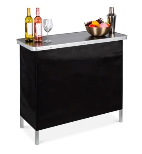 Portable Pop-Up Bar Table w/ Carrying Case, Removable Skirt, Appears New - Lot 136