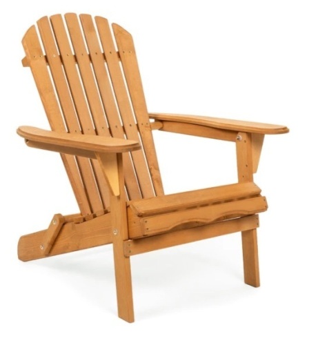 Folding Wooden Adirondack Chair Accent Furniture w/ Natural Finish - Brown, Appears New - Lot 139