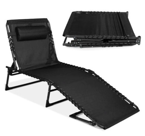 Portable Patio Chaise Lounge Chair Outdoor Recliner w/ Pillow, Appears New - Lot 142