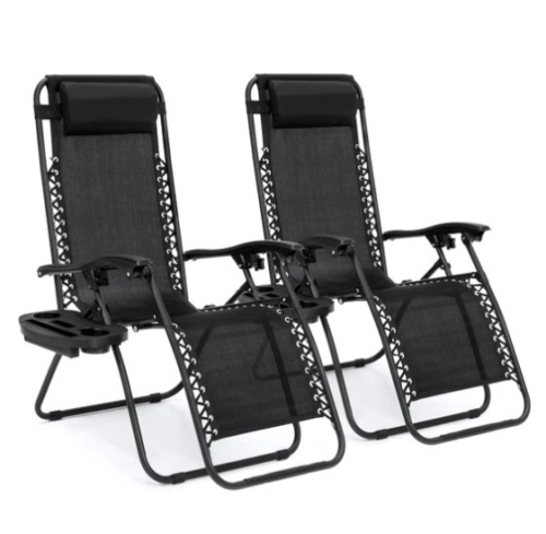 Set of 2 Adjustable Zero Gravity Patio Chair Recliners w/ Cup Holders, Appears New - Lot 148