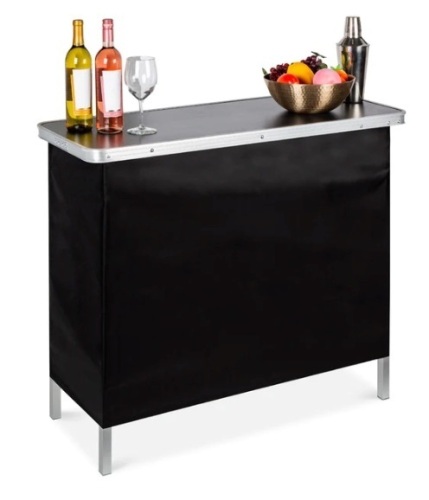 Portable Pop-Up Bar Table w/ Carrying Case, Removable Skirt, Appears New - Lot 202
