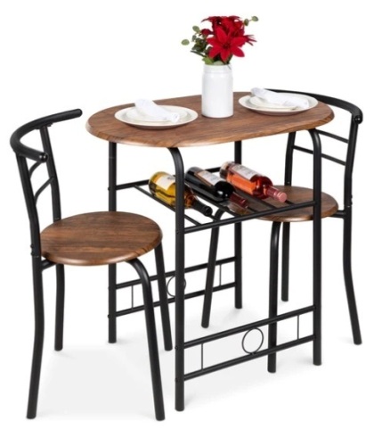 3-Piece Wooden Table & Chairs Dining Set w/ Lower Storage Shelf, Appears New - Lot 204