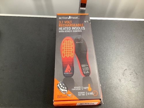 Action Heat 3.7 Volt Rechargeable Heated Insoles, Powers On, Ecommerce Return - Lot 208