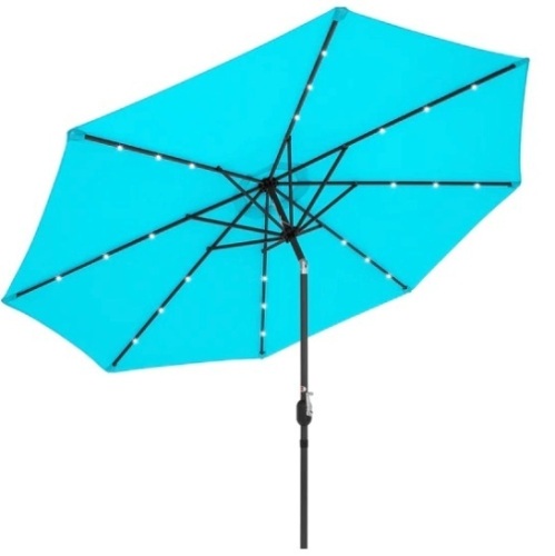 Solar LED Lighted Patio Umbrella w/ Tilt Adjustment, UV-Resistance - 10ft, Appears New - Lot 235