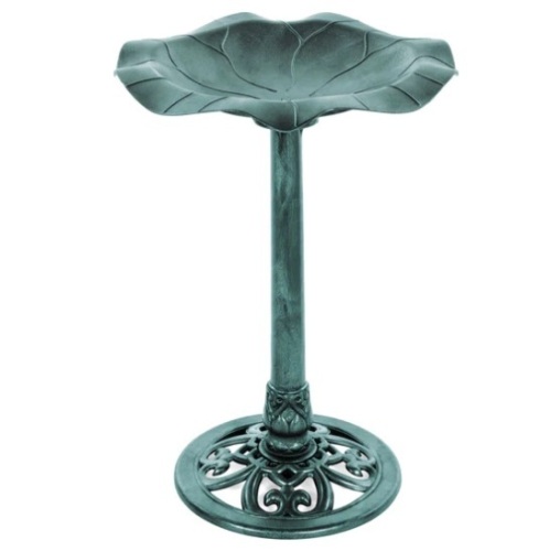 Lily Leaf Pedestal Bird Bath Decoration Accent w/ Floral Accents, Appears New - Lot 253