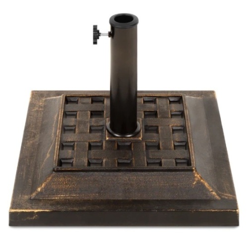 26lb Steel Square Patio Umbrella Base Stand, Basketweave Pattern, Scratches on Side, Ecommerce Return - Lot 264
