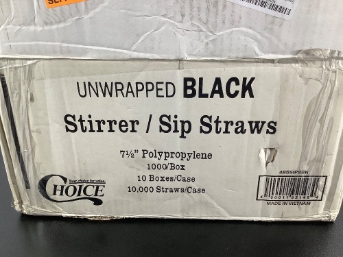 7 1/2" Polysprpylete Stir Straws, 10,000 Straws, Appears New - Lot 319