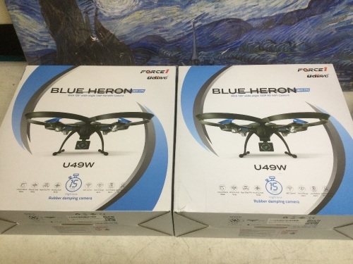 Lot of (2) Force1 U49WF FPV Quadcopter Drone with 720p HD Camera - E-Comm Returns, 1 New, 1 Used  - Lot 113