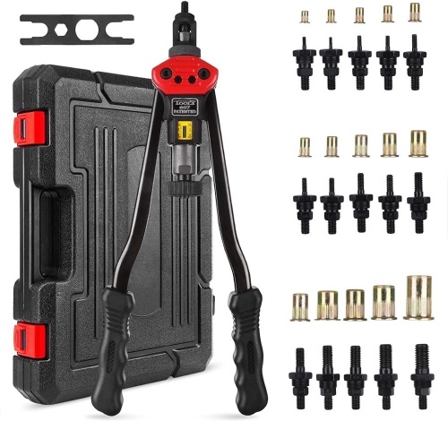16” Professional Rivet Nut Setter Kit with 15PCS Metric & Inch Mandrels, 150PCS Rivet Nuts, Sturdy Plastic Case - New/Unopened  - Lot 149