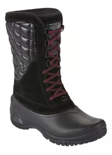 The North Face ThermoBall Utility Mid Insulated Waterproof Winter Boots for Ladies - TNF Black/Deep Garnet Red, Size 6, E-Commerce Return - Lot 159