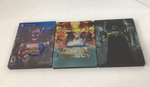 Lot of 3 PS4 Steelbook Games, Injustice 2 Ultimate Edition, Naruto Ultimate Ninja Storm Legacy, and Marvel VS. Capcom, E-Commerce Return - Lot 178