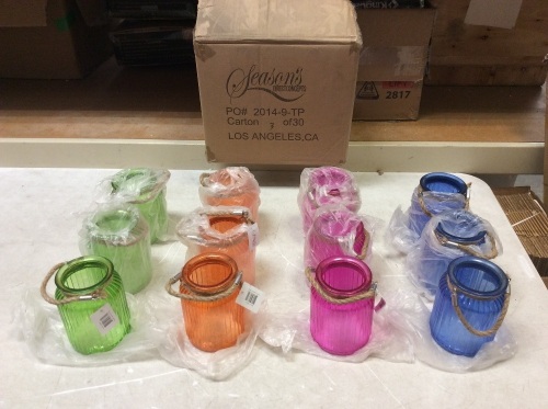Case of (12) Multicolor 6" Glass Lantern Jars - New - Lot 202