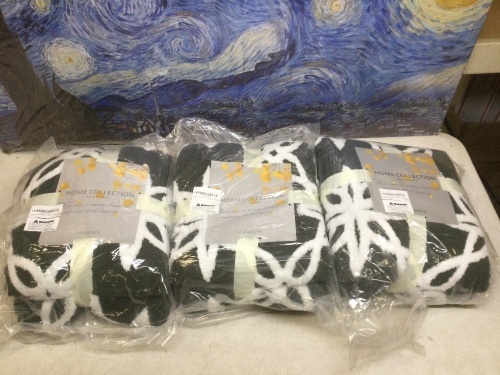 Lot of (3) Home Collection Sherpa Fleece Blankets - Appear New  - Lot 283