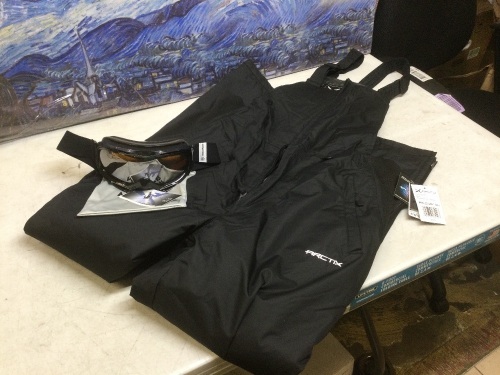 Arctix Men's Essentials Bib Overalls, Medium & Outdoor Master Ski & Snowboard Goggles - Appear New - Lot 302