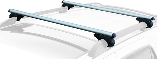 CargoLoc 2-Piece 52" Aluminum Roof Top Cross Bar Set, Fits Max 46” Span Across Existing Raised Side Rails w/ Gap, Keyed Locking Mechanism, Silver - Appears New - Lot 338