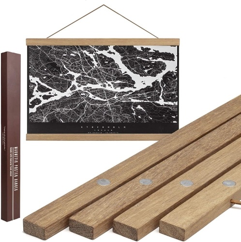Lot of (2) Dacri Home 36" Wide Sturdy Magnetic Poster Hanger Frame, Natural Teak Wood - Appear New  - Lot 521