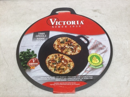 Victoria Seasoned Cast Iron 15" Tawa Griddle Budare - New - Lot 527
