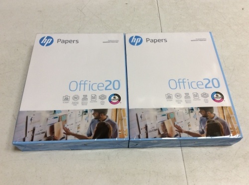 Lot of (2) HP Office20 White Printer Paper, 8.5" x 11", 500 Sheets - New  - Lot 531