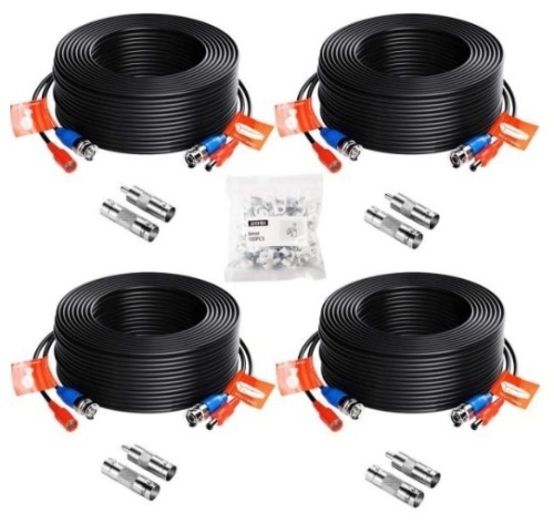 Case of (8) ZOSI 100' Security Camera Cables BNC Cord Video Power Cable, 4 Pack - Appears New  - Lot 590