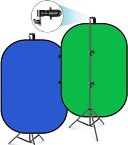 Neewer 5'x7' Chromakey Blue-Green Collapsible Backdrop with Support Stand Kit - Appears New  - Lot 772