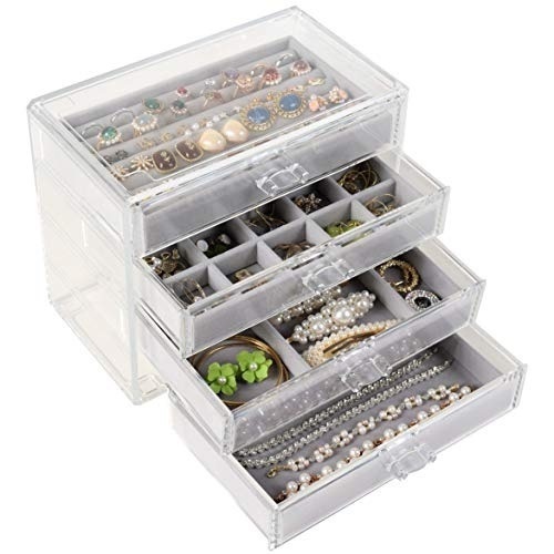 Lot of (2) Cozifree Acrylic 4 Drawer Jewelry Boxes - New - Lot 1016