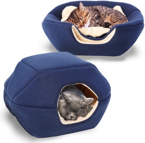 Lot of (12) Premium 2-in-1 Foldable Pet Bed/Cave, 18" x 16" x 14", Navy Blue - Appear New - Lot 1019