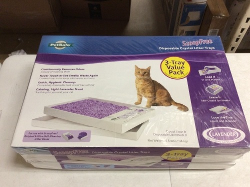PetSafe ScoopFree Self-Cleaning Cat Litter Box Tray Refills, Lavender Non-Clumping Crystal Cat Litter, 3-Pack - New  - Lot 1054