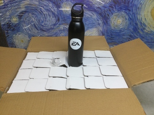 Case of (24) h2g0 solus EA Logo Stainless Steel Bottles, 24 oz - New - Lot 1075