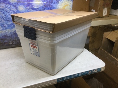 Lot of (4) Rubbermaid Cleverstore Latching Storage Boxes, 95 Qt - Appear New - Lot 1109