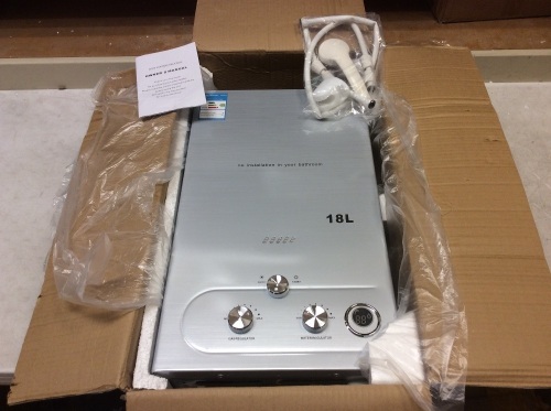 Vevor 18L  LP Gas Tankless Water Heater with Shower Kit - E-Comm Return, Unknown Condition - Lot 74
