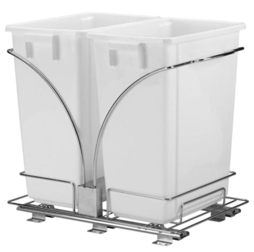 Design Trend 15.5" Double Pull-Out Sliding Trash Cans in Chrome - Appears New - Lot 791