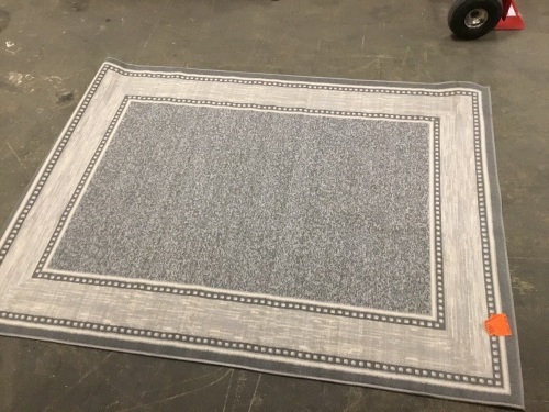 Ottohome Collection Contemporary Bordered Design Gray 5 ft. x 6 ft. 6 in. Non-Slip Rubber Back Area Rug - Appears New  - Lot 823