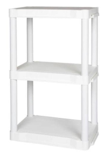 Plano White 3-Tier Plastic Shelving Unit 20" x 32" x 14" - Appears New  - Lot 796