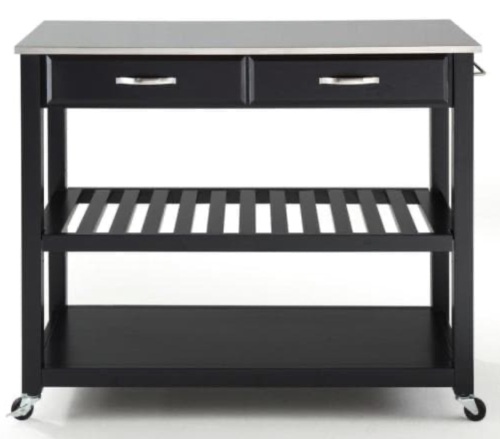 Crosley Black Kitchen Cart with Stainless Top - Appears New - Lot 317