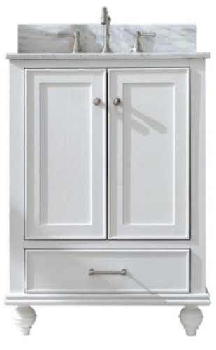 Melissa 24.5" x 22" Bath Vanity in Grain White with Carrara White Engineered Stone Vanity Top with White Basin - Appears New  - Lot 538