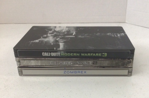 Lot of 3 Xbox 360 Steelbook Games, Call of Duty MW3, Mass Effect 3 in a Gears of War Steelbook, and Deadrising 2 Zombrex Edition, E-Commerce Return - Lot 179