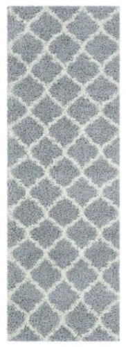 Ottomanson Shag Collection Gray Moroccan Trellis Design 2'7" x 8' Runner Rug - Appears New  - Lot 313
