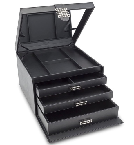 Glenor Co Makeup Organizer - Extra Large Exquisite Case w Modern Closure, 4 Drawer Trays & Full Mirror, Appears New - Lot 190