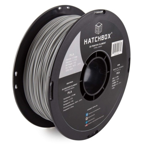 HATCHBOX PLA 3D Printer Filament, Dimensional Accuracy +/- 0.03 mm, 1 kg Spool, 1.75 mm, Gray, E-Commerce Return - Lot 192