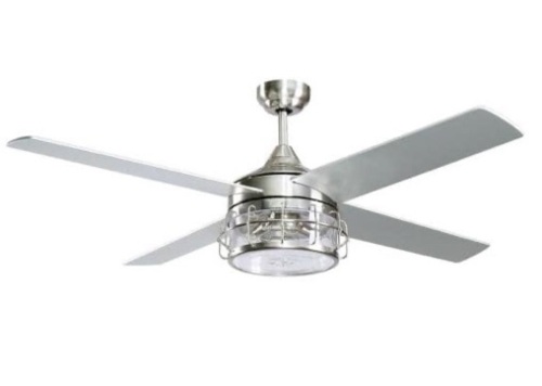 Parrot Uncle Kavir 52" Indoor Chrome Downrod Mount Industry Chandelier Ceiling Fan with Light and Remote Control - Appears New - Lot 798
