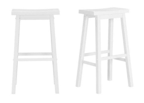 Lot of (2) White Wood Saddle Backless 29" Bar Stools, Set of 2 - Appear New  - Lot 845