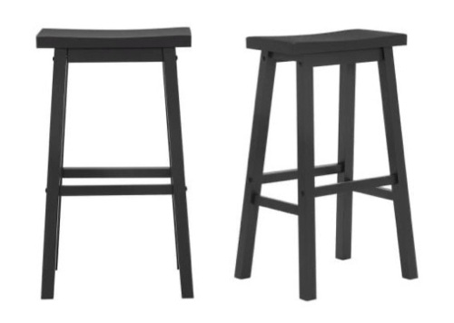 Lot of (2) Black Wood Saddle Backless 29" Bar Stools, Set of 2 - Appear New  - Lot 856