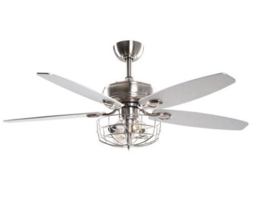 Parrot Uncle Kyla 52" Indoor Chrome Downrod Ceiling Fan with Light and Remote Control - Appears New - Lot 376