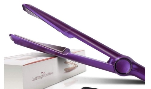 Flat Iron for Hair-Ceramic Hair Straightener and Curler 2 in 1 Inch Multi-Styler with Twist & Curl Technology, Color Care Protection, Purple, Appears New - Lot 401