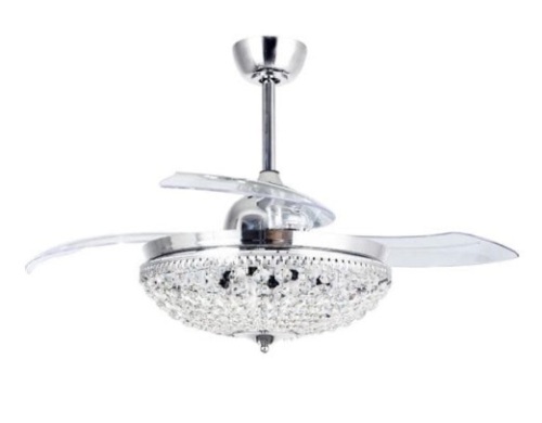 Parrot Uncle Modern 42" Indoor Chrome Retractable Blades Ceiling Fan with Light Kit and Remote Control - Appears New - Lot 873