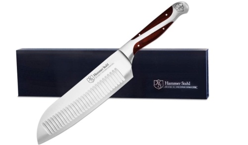 Hammer Stahl 7.5 Inch Santoku Knife - High Carbon German Steel - Deep Granton Edge - Professional Chopping Kitchen Knife for Chefs, Appears New - Lot 412