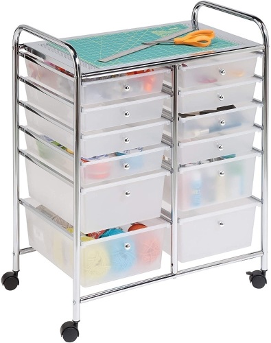 Honey-Can-Do Rolling Storage Cart and Organizer with 12 Plastic Drawers - Appears New   - Lot 112