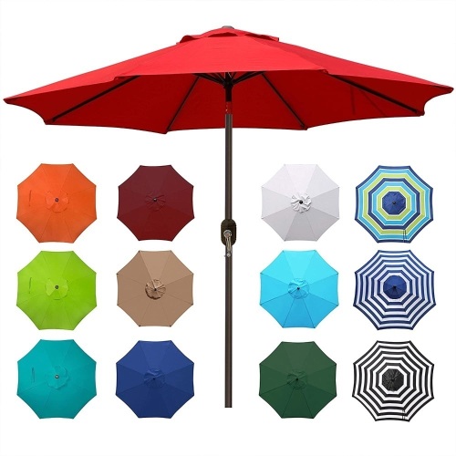 Blissun 9ft Patio Umbrella, Manual Push Button Tilt and Crank - Appears New  - Lot 528