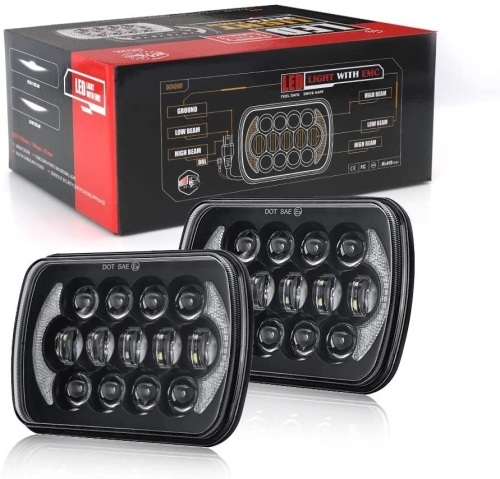 Lot of (2) SUP-LIGHT LED Rectangle Headlights Compatible with H6054 H5054 H6054LL 69822 6052 6053 Headlamp for Jeep Wrangler YJ Cherokee XJ - New - Lot 569