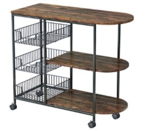 3-Tier Rolling Storage Rack with Wire Baskets - Appears New  - Lot 880